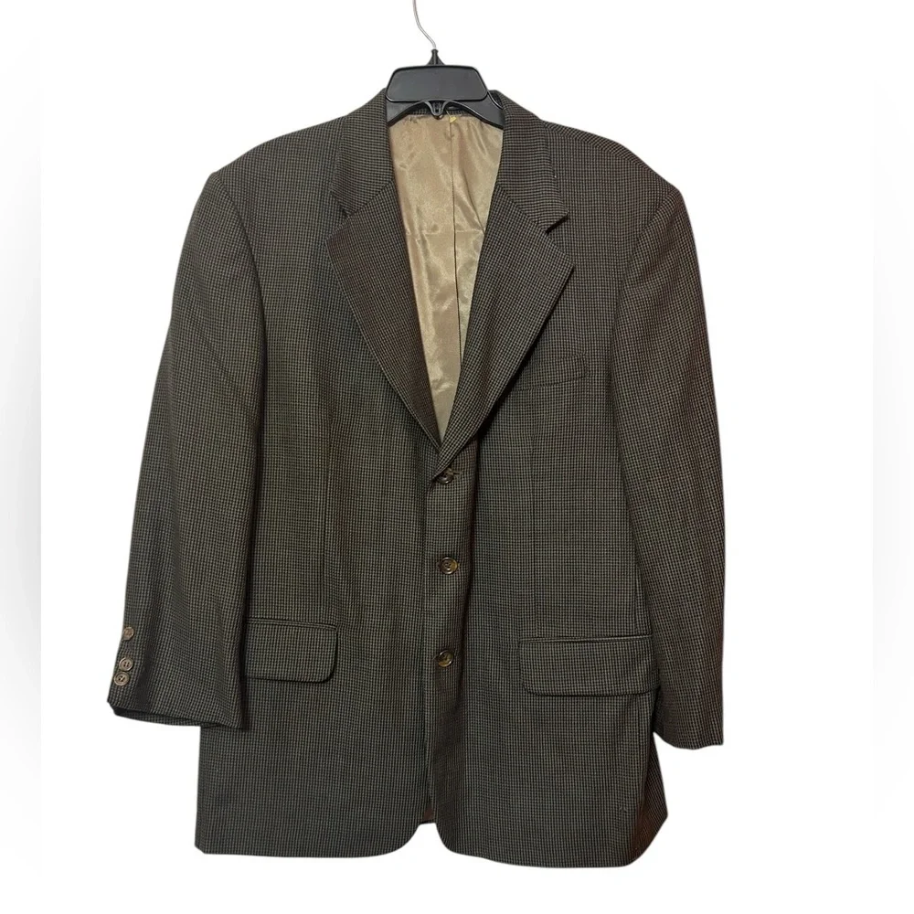 Oscar de la Renta Wool Vintage 90s Houndstooth Suit Jacket 42R Blazer